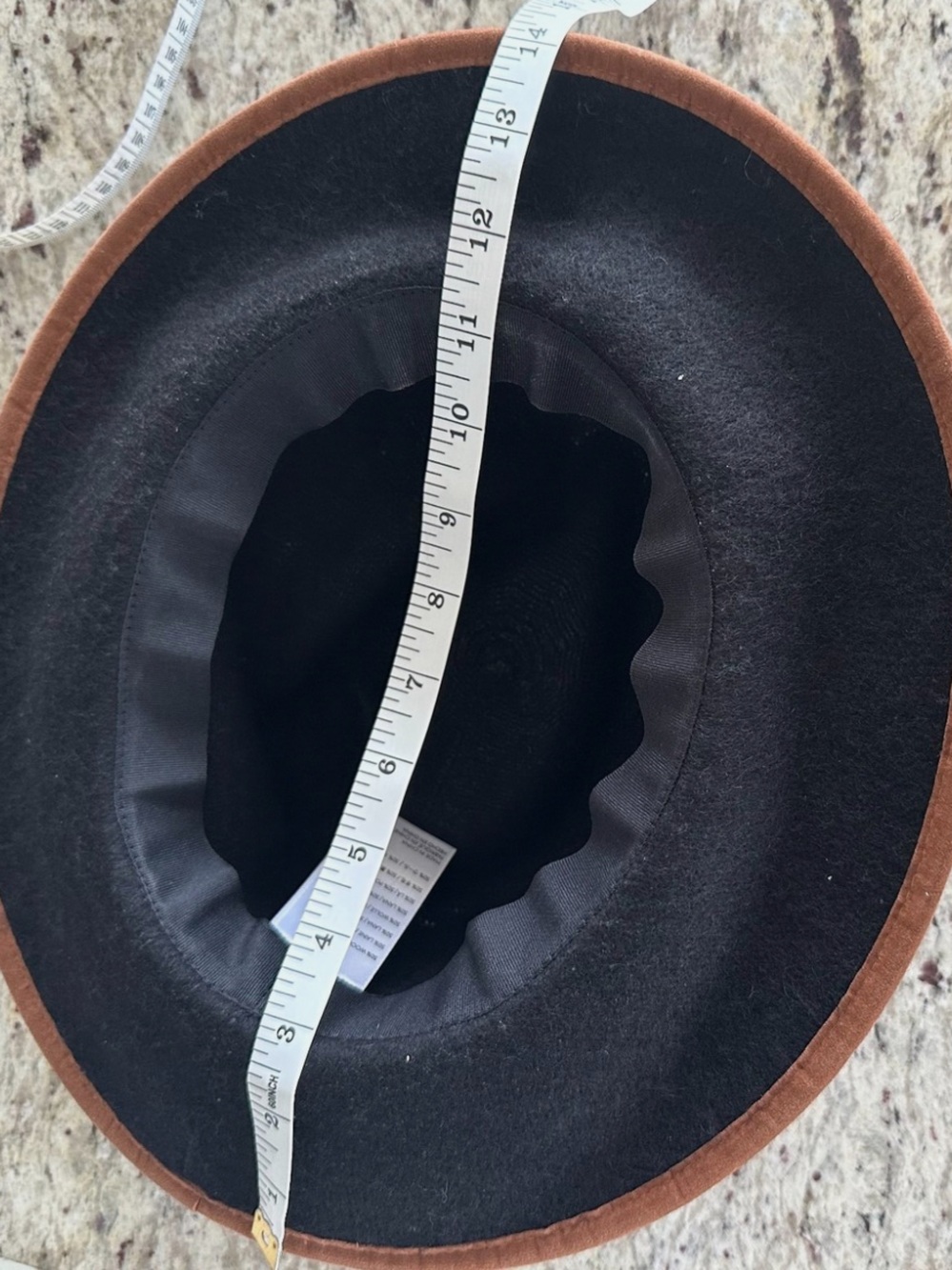 Anthropologie New Black Wool Felt Wide-Brim Hat with Brown Leather Band NWOT - Picture 12 of 16